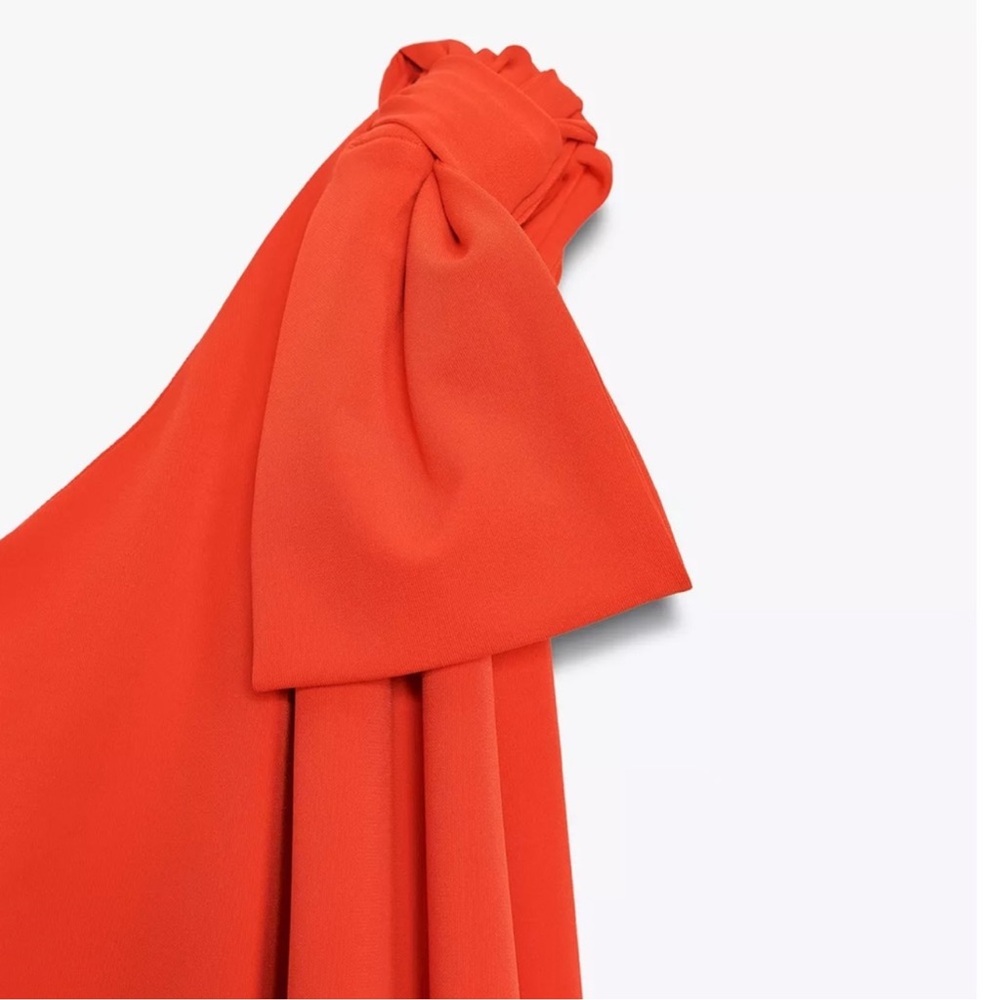 ZARA Coral Open Back One-Shoulder Maxi Dress. M NWT - Picture 6 of 11